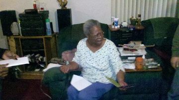 MS ESTER SINGING AS SHE OPEN HER GIFT FROM US:}